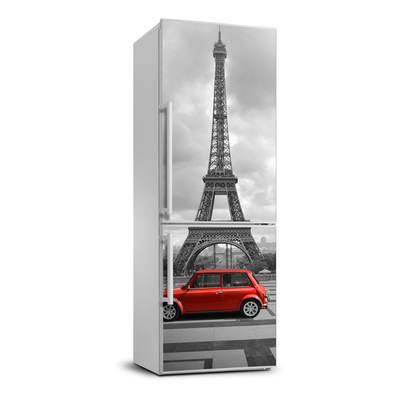 Tapeta nálepka na ledničku Eiffelova věž auto