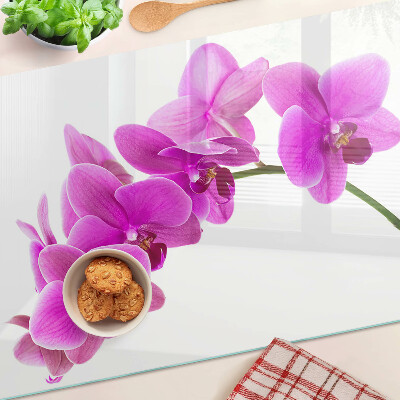 Krájecí prkénko skleněné Květy orchidejí v odstínech růžové