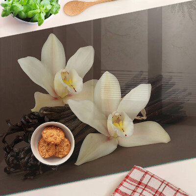 Skleněná krájecí deska Orchideje a vanilkové lusky