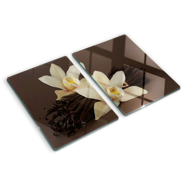Skleněná krájecí deska Orchideje a vanilkové lusky