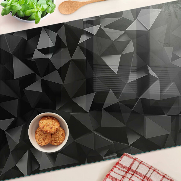 Skleněná deska do kuchyně Polygonální geometrie v odstínech černé