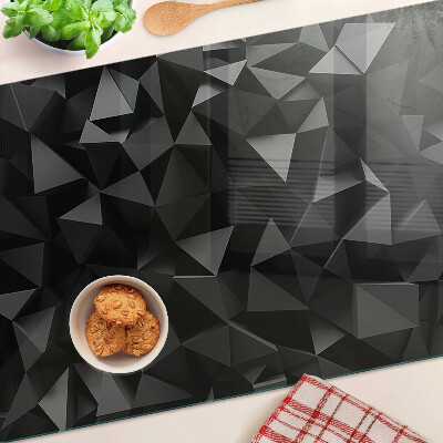 Skleněná deska do kuchyně Polygonální geometrie v odstínech černé