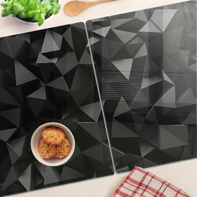 Skleněná deska do kuchyně Polygonální geometrie v odstínech černé
