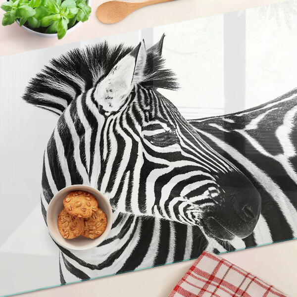 Skleněná krájecí deska Zebra s černými a bílými pruhy