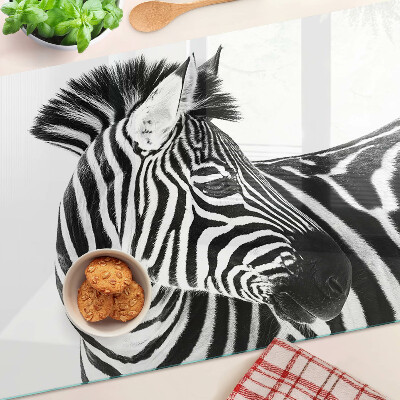 Skleněná krájecí deska Zebra s černými a bílými pruhy