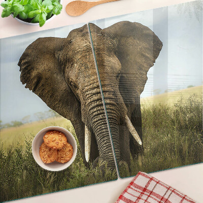 Krájecí prkénko skleněné Slon na pozadí africké savany