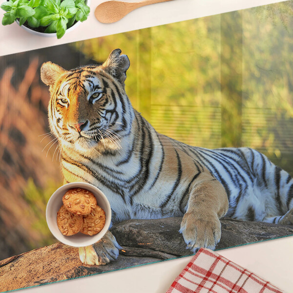 Krájecí prkénko skleněné Tygr na pozadí přírody