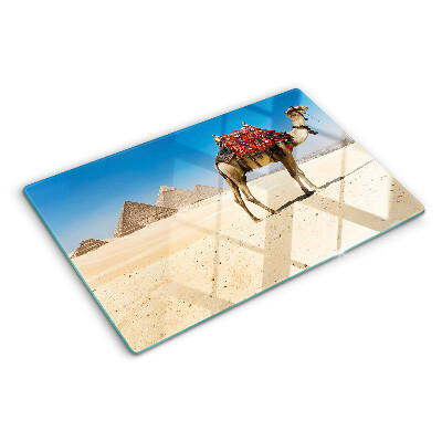 Skleněná deska do kuchyně Pyramidy a velbloud v poušti