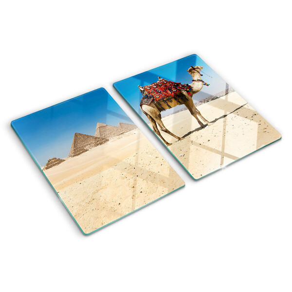 Skleněná deska do kuchyně Pyramidy a velbloud v poušti