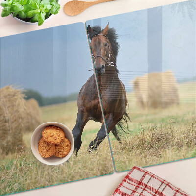 Skleněné krájecí prkénko Kůň na louce