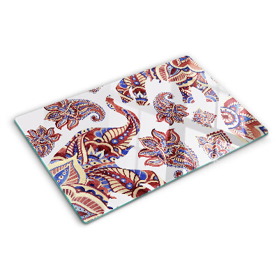 Krájecí prkénko skleněné Paisley motiv s květinami