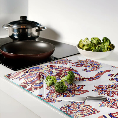 Krájecí prkénko skleněné Paisley motiv s květinami