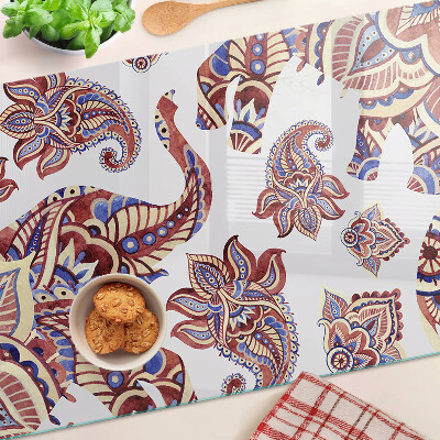 Krájecí prkénko skleněné Paisley motiv s květinami