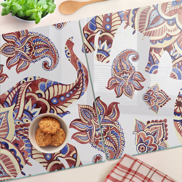 Krájecí prkénko skleněné Paisley motiv s květinami