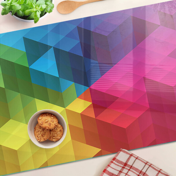 Skleněné krájecí prkénko Barevná geometrie v trojúhelnících