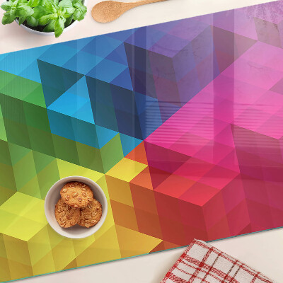 Skleněné krájecí prkénko Barevná geometrie v trojúhelnících