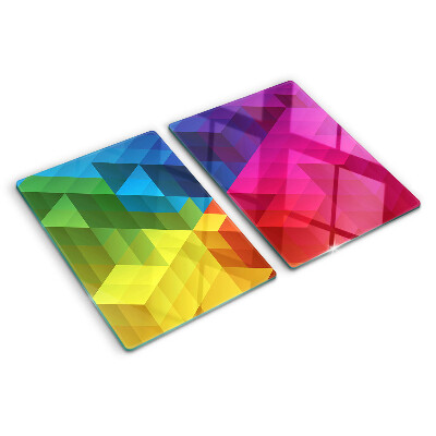 Skleněné krájecí prkénko Barevná geometrie v trojúhelnících