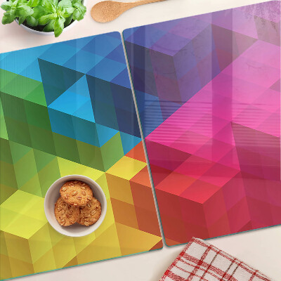 Skleněné krájecí prkénko Barevná geometrie v trojúhelnících