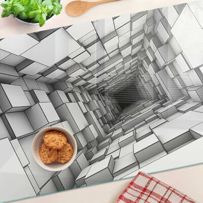 Krájecí prkénko skleněné 3D krychlové bludiště