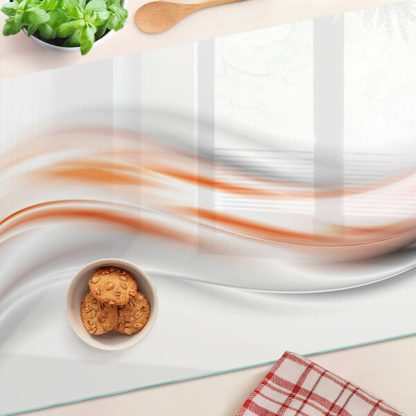Skleněné krájecí prkénko Vlny v odstínech oranžové a šedé