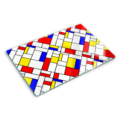 Skleněná krájecí deska Geometrie v Mondrianově stylu