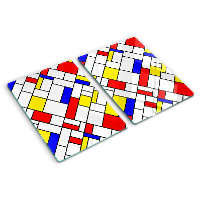 Skleněná krájecí deska Geometrie v Mondrianově stylu