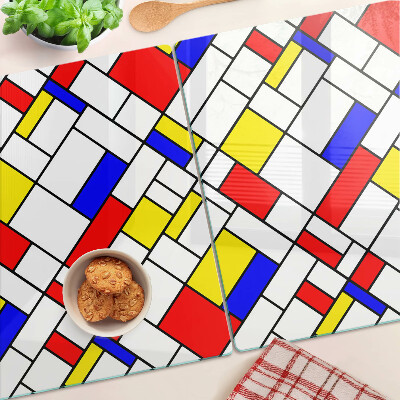 Skleněná krájecí deska Geometrie v Mondrianově stylu
