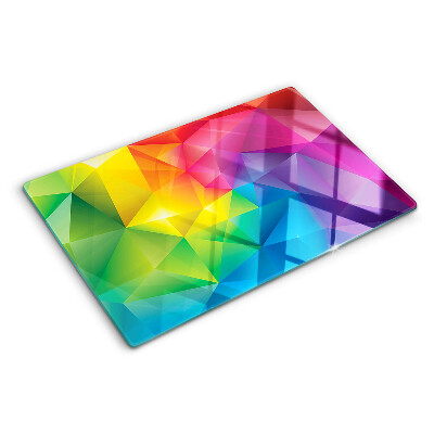 Skleněné krájecí prkénko Barevná geometrie v odstínech duhy
