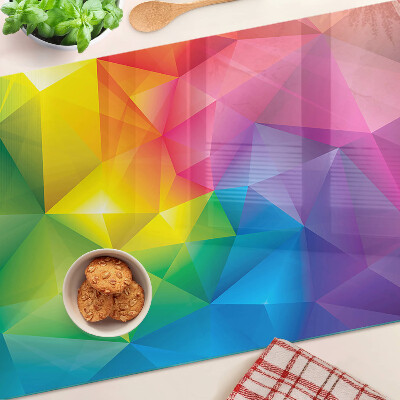 Skleněné krájecí prkénko Barevná geometrie v odstínech duhy