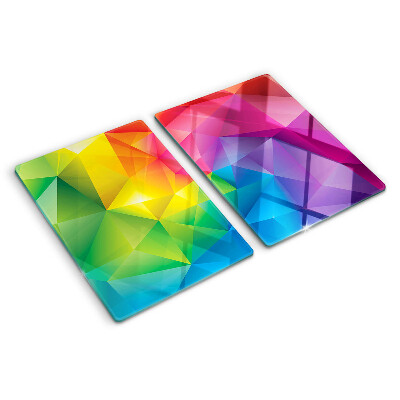 Skleněné krájecí prkénko Barevná geometrie v odstínech duhy