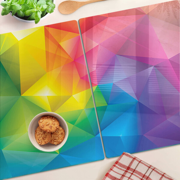 Skleněné krájecí prkénko Barevná geometrie v odstínech duhy