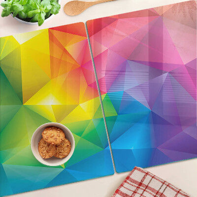 Skleněné krájecí prkénko Barevná geometrie v odstínech duhy