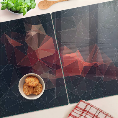 Krájecí prkénko skleněné Abstraktní geometrie v odstínech červené