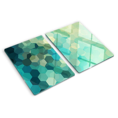 Skleněná krájecí deska Geometrické šestiúhelníky v odstínech modré