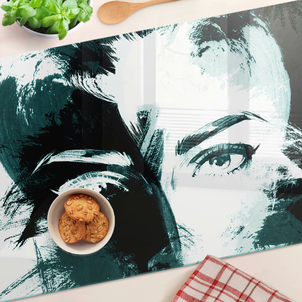 Krájecí prkénko skleněné Portrét v abstraktním stylu