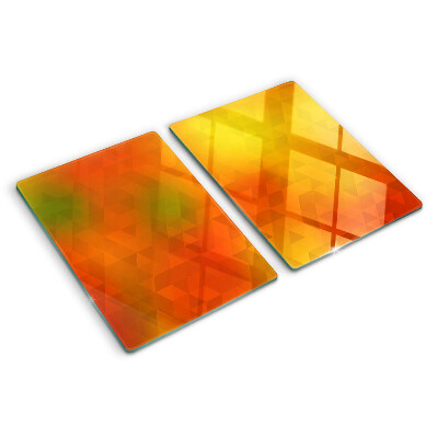 Skleněná deska do kuchyně Geometrie v odstínech oranžové