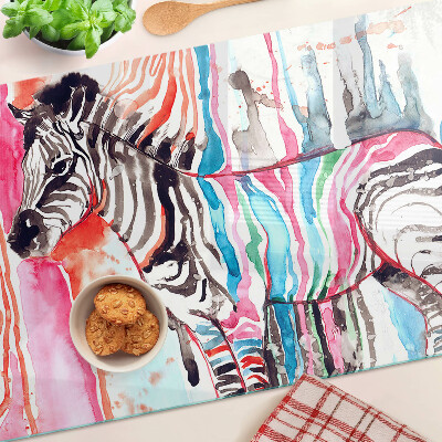 Skleněné krájecí prkénko Zebra v barevných pruzích