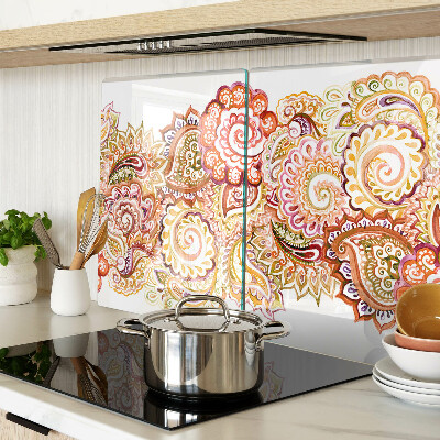 Krájecí prkénko skleněné Paisley motiv v odstínech červené a zlaté
