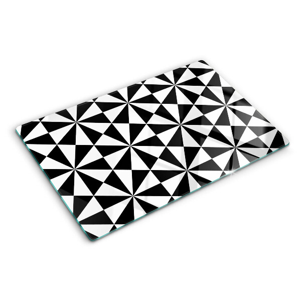 Krájecí prkénko skleněné Geometrické trojúhelníky v černé a bílé