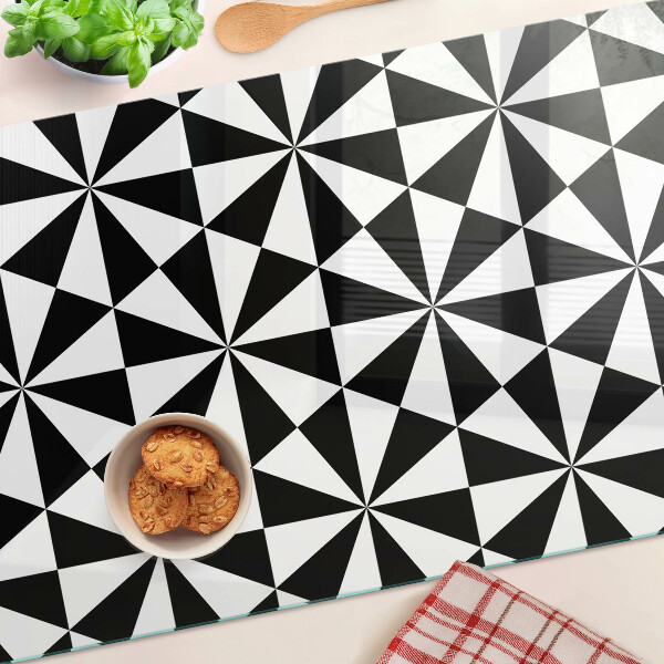 Krájecí prkénko skleněné Geometrické trojúhelníky v černé a bílé