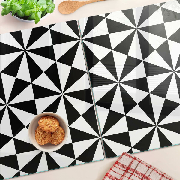 Krájecí prkénko skleněné Geometrické trojúhelníky v černé a bílé