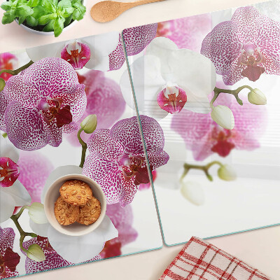 Krájecí prkénko skleněné Orchideje v pozadí okna