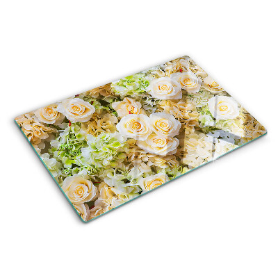 Skleněné krájecí prkénko Květiny v pastelových odstínech