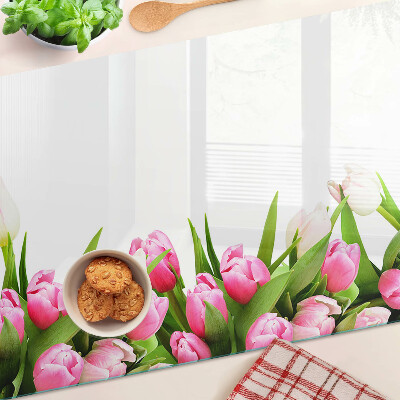Skleněná krájecí deska Tulipány v pastelových barvách