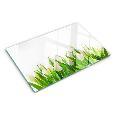 Skleněné krájecí prkénko Tulipány v zelené trávě