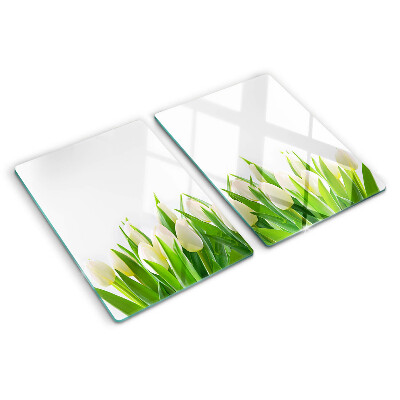 Skleněné krájecí prkénko Tulipány v zelené trávě