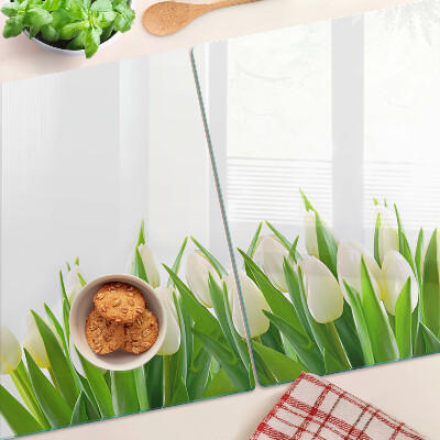 Skleněné krájecí prkénko Tulipány v zelené trávě