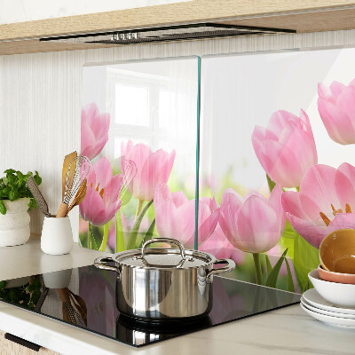 Krájecí prkénko skleněné Růžové tulipány v zahradě