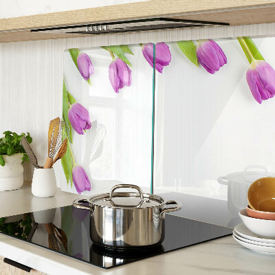 Skleněné krájecí prkénko Tulipány na bílém pozadí