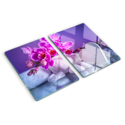 Skleněné krájecí prkénko Orchideje na kamenech